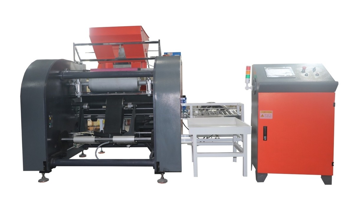 Fully automatic high speed stretch and cling film rewinding machine